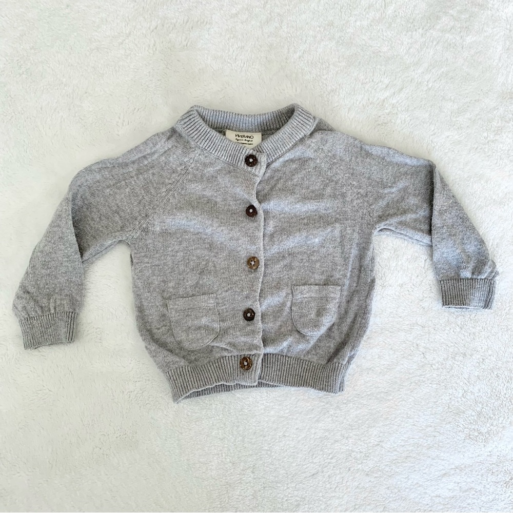Viverano Organic Cotton Sweater in Heather Grey, Size 3-6M